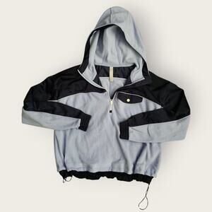 Athleta Pullover Women's Sz XXS Fleece Nylon 1/4 Zip Drawstring Hooded